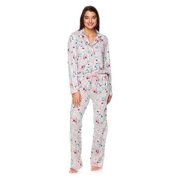 kathy ireland Womens Pajama Set and Lounge Set - PJ Set for Women with Long Sleeve Pajama Top and Pajama Pants with Pockets