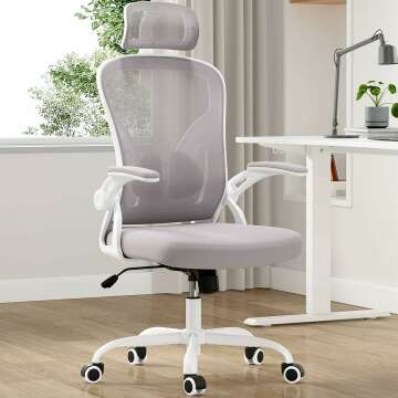 Farini Ergonomic Office Chair - Adjustable Home Office Seating with Headrest