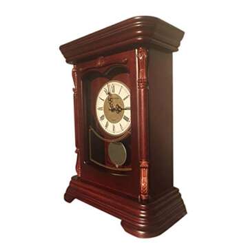 Vmarketingsite Mantel Pendulum Solid Wood Table Battery Operated. Quiet, Shelf Clock Westminster Chimes on The Hour, 9.9" x 12.6" x 4.4", (Mahogany - Roman Numerals, Wood)