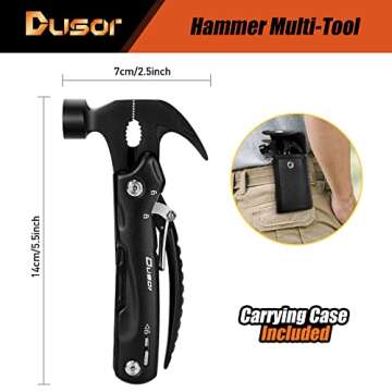 Dusor Stocking Stuffers for Adults Men 12 in 1 Hammer Multitool, Gifts for Men Dad Him, Mens Gifts for Christmas, Dad Gifts for Men Who Have Everything, Camping Essentials Cool Gadgets Tools for Men