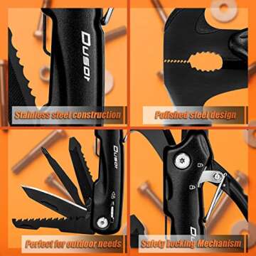 Dusor Stocking Stuffers for Adults Men 12 in 1 Hammer Multitool, Gifts for Men Dad Him, Mens Gifts for Christmas, Dad Gifts for Men Who Have Everything, Camping Essentials Cool Gadgets Tools for Men