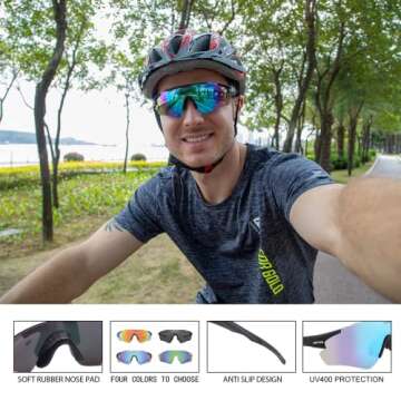 Jefoo Polarized Sunglasses Cycling Sunglasses for Men Women UV400 Protection for Running Hiking Ski Golf outdoor Sports