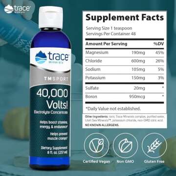 Trace Minerals 40,000 Volts - Concentrate Supplement Drops for Electrolyte Support - Support Muscle Health & Vitality - Workout Drink to Aid Hydration - 8 fl oz (Pack of 2) (96 Servings)