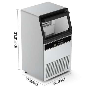 Stainless Steel Commercial Ice Maker - 100Lbs Daily Capacity