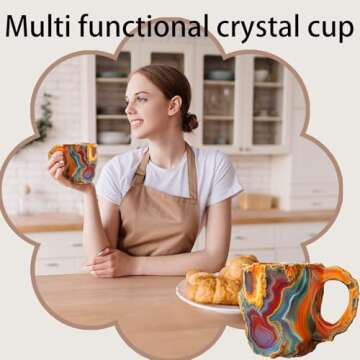 Mineral Crystal Coffee Mugs, 2025 New Multi-Colored Mineral Crystal Coffee Mug, Natural Mineral Crystal Coffee Mug, Colorful Crystal Christmas Mugs (Blue)