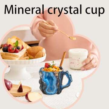 Mineral Crystal Coffee Mugs, 2025 New Multi-Colored Mineral Crystal Coffee Mug, Natural Mineral Crystal Coffee Mug, Colorful Crystal Christmas Mugs (Blue)