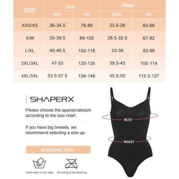 SHAPERX Seamless Shapewear Bodysuit - Tummy Control