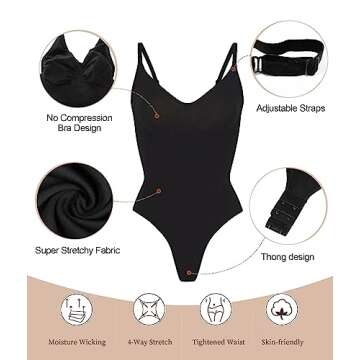 SHAPERX Seamless Shapewear Bodysuit - Tummy Control