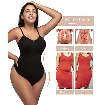 SHAPERX Seamless Shapewear Bodysuit - Tummy Control