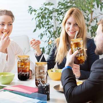 Employee Appreciation Glass Cup Set for Staff Gifts