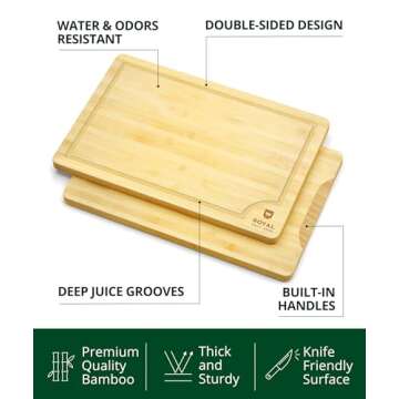 ROYAL CRAFT WOOD Extra Large Cutting Boards for Kitchen Meal Prep & Serving-Bamboo Wood Cutting Board with Deep Juice Groove - Charcuterie & Chopping Butcher Block for Meat - Gadgets Gift (XL 18x12")