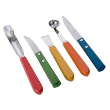 MIU France 5-Piece Stainless Steel Garnish Set with Colored Wood Handles