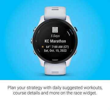 Garmin Forerunner® 255 Music, GPS Running Smartwatch with Music, Advanced Insights, Long-Lasting Battery, White