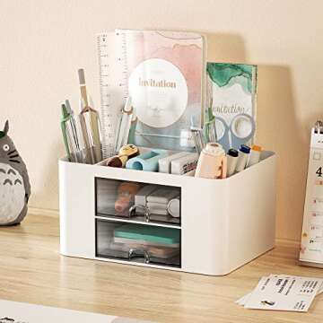 Marbrasse Pen Organizer with Drawers for Office