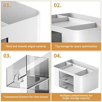 Marbrasse Pen Organizer with Drawers for Office