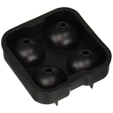 The North Pole Ice Ball Maker Mold, Creates 4 x 4.5 cm Whiskey Ice Balls, Premium Silicone Flexible Tray, Black