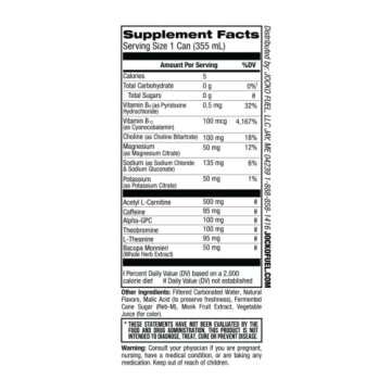 Jocko Fuel Blue Raspberry Energy Drink, 12 Pack, 0 Sugar, 95mg Caffeine, Supports Brain Health