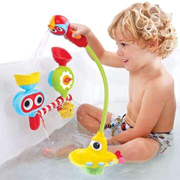 Yookidoo Submarine Spray Station Kids Bath Toy (Ages 2+) Mold-Free, Wall-Mounted, Battery-Operated Shower Head & Spin N Sprinkle Set for Fun Baby Bathtime Play with Magical Water Effects