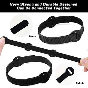 150PCS Reusable Cable Ties - 4+6+8+10inch Multi-Purpose Cable management Hook & Loop Cable Straps Wire Ties,Adjustable Fastening Cord Organizer,Cable Organizer for Home,Office and Data Centers,Black