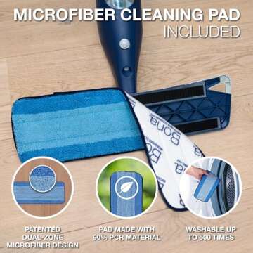 Bona Microfiber Pad 3-Pack includes Dusting, Cleaning, and Deep Cleaning Pad, for Hardwood and Multi-Surface Floors, fits Bona Family of Mops