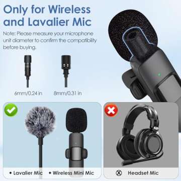 Mini Wireless Furry Windscreen & Foam Cover Set for Lavalier Microphone, Foam Mic Cover with Clips to Reduce Wind Noise, Washable and Windproof Lapel Mic Windscreen Muff (9 Pack)