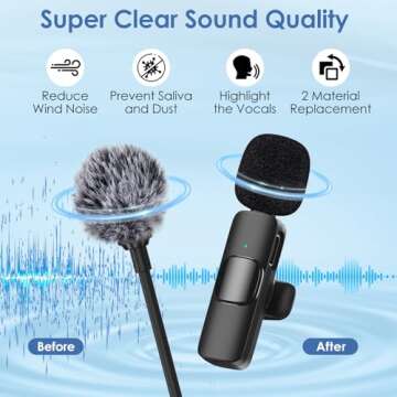 Mini Wireless Furry Windscreen & Foam Cover Set for Lavalier Microphone, Foam Mic Cover with Clips to Reduce Wind Noise, Washable and Windproof Lapel Mic Windscreen Muff (9 Pack)