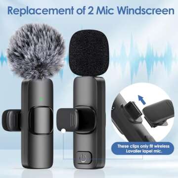 Mini Wireless Furry Windscreen & Foam Cover Set for Lavalier Microphone, Foam Mic Cover with Clips to Reduce Wind Noise, Washable and Windproof Lapel Mic Windscreen Muff (9 Pack)