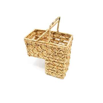 Trademark Innovations 15" Water Hyacinth Storage Stair Basket With Handles and Weave Design