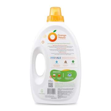 Orange House Liquid Laundry Detergent, Free and Clear, Natural Clean Laundry Detergent, Made of Orange Oil, Hypoallergenic Liquid Detergent No Harmful Chemical, 135.3 Fl Oz, HE & Standard Machine