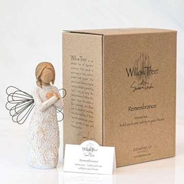 Willow Tree Remembrance Angel (Lighter Skin), Memories…Hold Each one Safely in Your Heart, A Gift to Express Sympathy, Comfort, Remembrance and Healing, Sculpted Hand-Painted Figurine