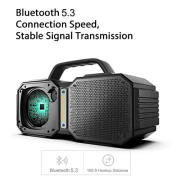 BUGANI Bluetooth Speakers, SHOCKW Portable Bluetooth Speaker, Bluetooth 5.3, Waterproof, Wireless Speakers, 60W Super Power, Suitable for Family Gatherings and Outdoor Travel, Outdoor Speaker