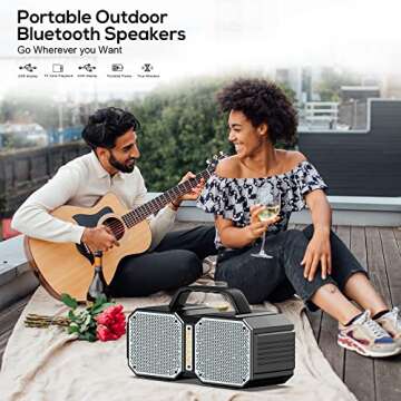 BUGANI Bluetooth Speakers, SHOCKW Portable Bluetooth Speaker, Bluetooth 5.3, Waterproof, Wireless Speakers, 60W Super Power, Suitable for Family Gatherings and Outdoor Travel, Outdoor Speaker