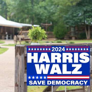 Harris Walz 2024 Yard Sign Kamala Harris For President Yard Sign Save Democracy Lawn Sign 18x12 inches Double Sided with Metal Stake