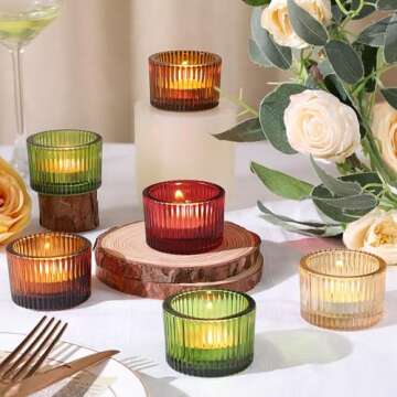 HAVITI 24 pcs Tealight Candle Holders, Multicolor Votive Tea Light Candle Holder Glass for Gold Centerpieces Wedding Table Decor Valentine's Day Home Decor