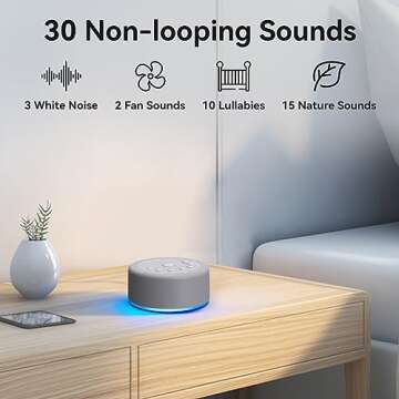 Sound Machine Night Light White Noise Machine 30 Non Looping Sounds 12 Lights 5 Timers 36 Adjustable Volume Memory Function Brown Noise Sleep Sounds Machine for Baby Kids Adult & Home Office Travel