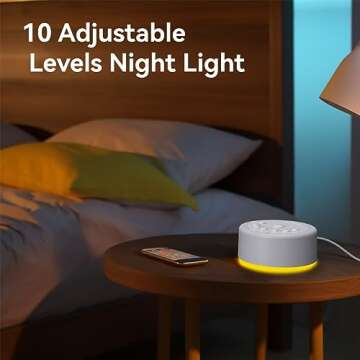 Sound Machine Night Light White Noise Machine 30 Non Looping Sounds 12 Lights 5 Timers 36 Adjustable Volume Memory Function Brown Noise Sleep Sounds Machine for Baby Kids Adult & Home Office Travel