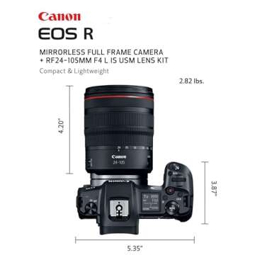 Canon EOS R RF24-105mm F4 L is USM Lens Kit, Vlogging and Content Creator Camera 4K UHD, Digital Single-Lens Non-Reflex AF/AE Camera, 0.24 Magnification, Mirrorless, Full-Frame