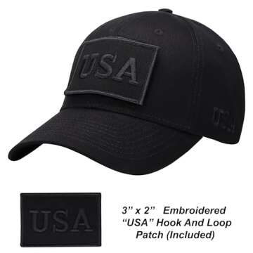 Antourage American Flag Unisex Baseball Ballcap for Men and Women Hat USA Cap + 2 Patriotic Patches