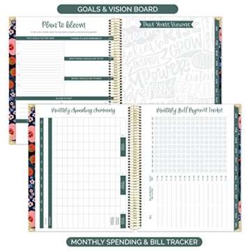 bloom daily planners 2023 Hardcover Calendar Year Goal & Vision Planner (January 2023 - December 2023) - Monthly/Weekly Column View Agenda Organizer - 7.5" x 9" - Poppy Meadow