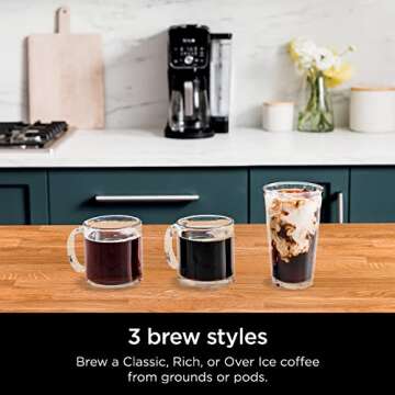 Ninja DualBrew 12-Cup Drip, Single-Serve for Coffee Pods, Black (Renewed) (3 Brew Styles)