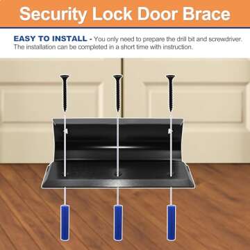 Security Lock Door Brace Security Barricade House Double Safety Security Protection for blemished Door, Standard Doors, French Doors and Barricade All Your Doors - Dark Bronze.