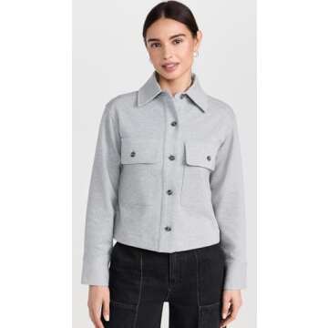 Vince Women's Cropped Jacket, H Mid Grey, S