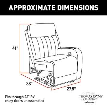 Thomas Payne Seismic Series Theater Seating Collection Left Hand Recliner for 5th Wheel RVs