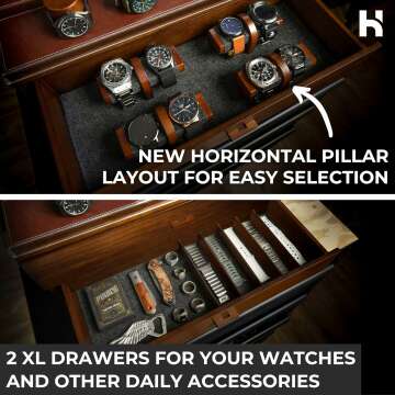 Elevate Your Watch Collection with The Legacy – Premium Watch Display Case for 17 Watches – Easy Access, Huge Drawers & Leather Lining – Wooden Mens Watch Box & Watch Stand – Lifetime Assurance