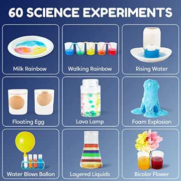 60 Science Experiment Kits with Lab Coat Scientist Costume Dress Up and Role Play Toys Gift for Kids Christmas Birthday Party