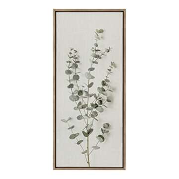 Kate and Laurel Sylvie Eucalyptus Botanical I Framed Canvas Wall Art by The Creative Bunch Studio, 18x40 Panel Gold, Decorative Plant Art