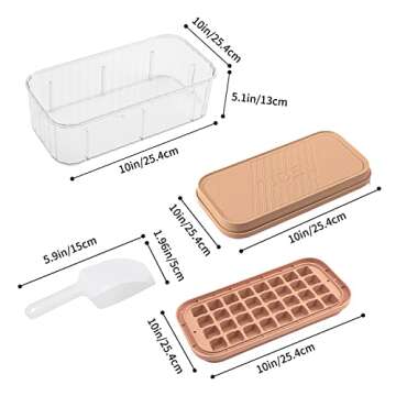 PandaRoad Ice Cube Tray with Lid - Reusable Trays Multipurpose Stackable Large Capacity Mold Easy Use Suitable for Family Gathering,Party,Camping (64, Pink), 10.8x5.5x4.3