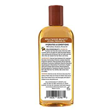 Hollywood Beauty Jojoba Hair Oil, 8oz Bottle, Light Non Greasy, Hydrates & Conditions Hair, Soothes scalp, Anti-Frizz fighter, Can be Used as a Hot Oil Treatment