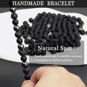 Black Obsidian Basketball Bracelet for Men - 8MM