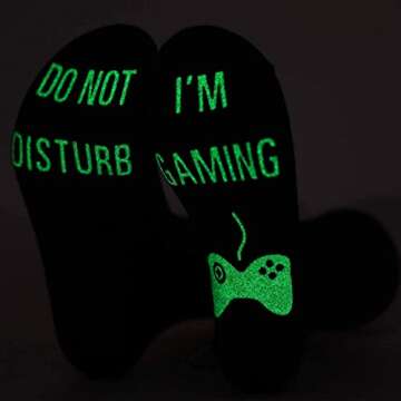 Do Not Disturb I'm Gaming Socks Novelty Gamer Socks Funny Christmas Gifts Stocking Stuffers for Teen Boys Kids Men Women Black-white